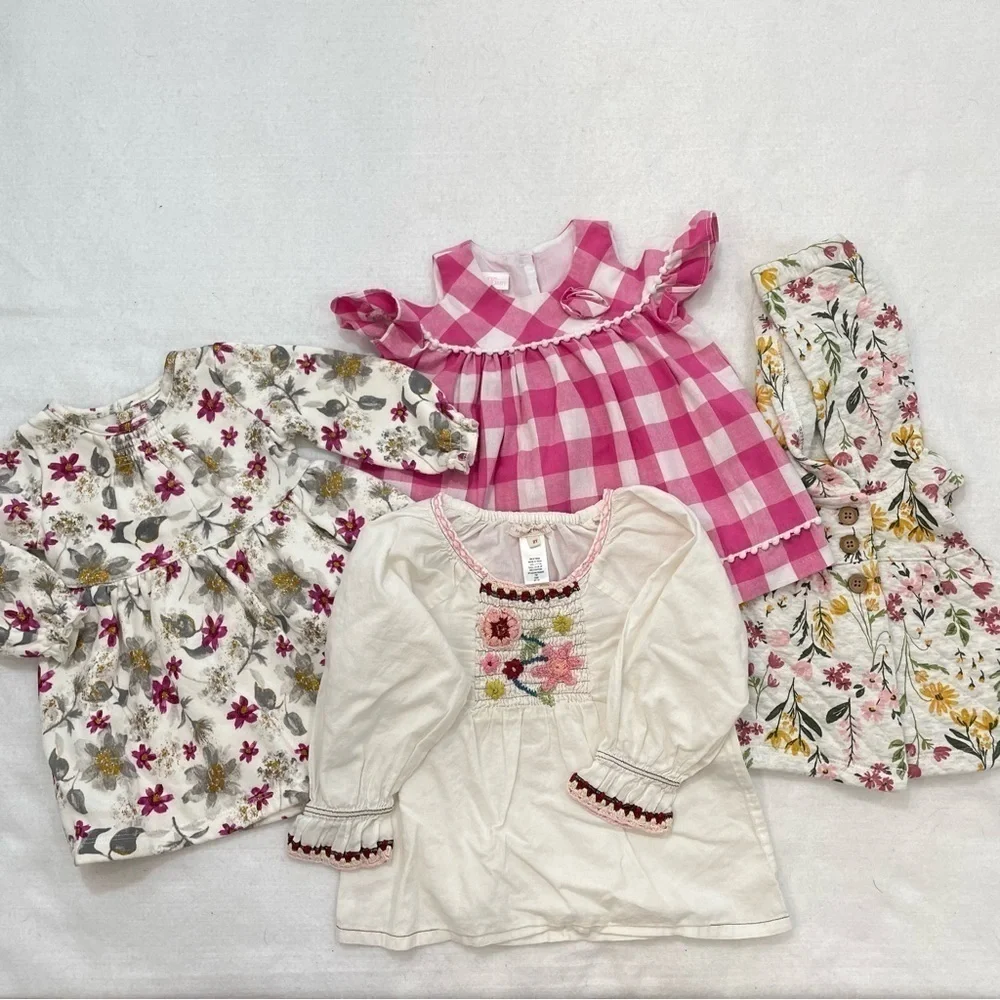 Baby Girl 17 pc bundle of cuteness! Tahari puffer coat Dresses swaddle, NB to 2T